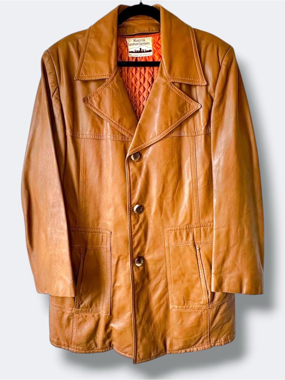 Vintage 70s Montreal Leather Garment Brown Car Coat - Men’s XL - Removable Liner